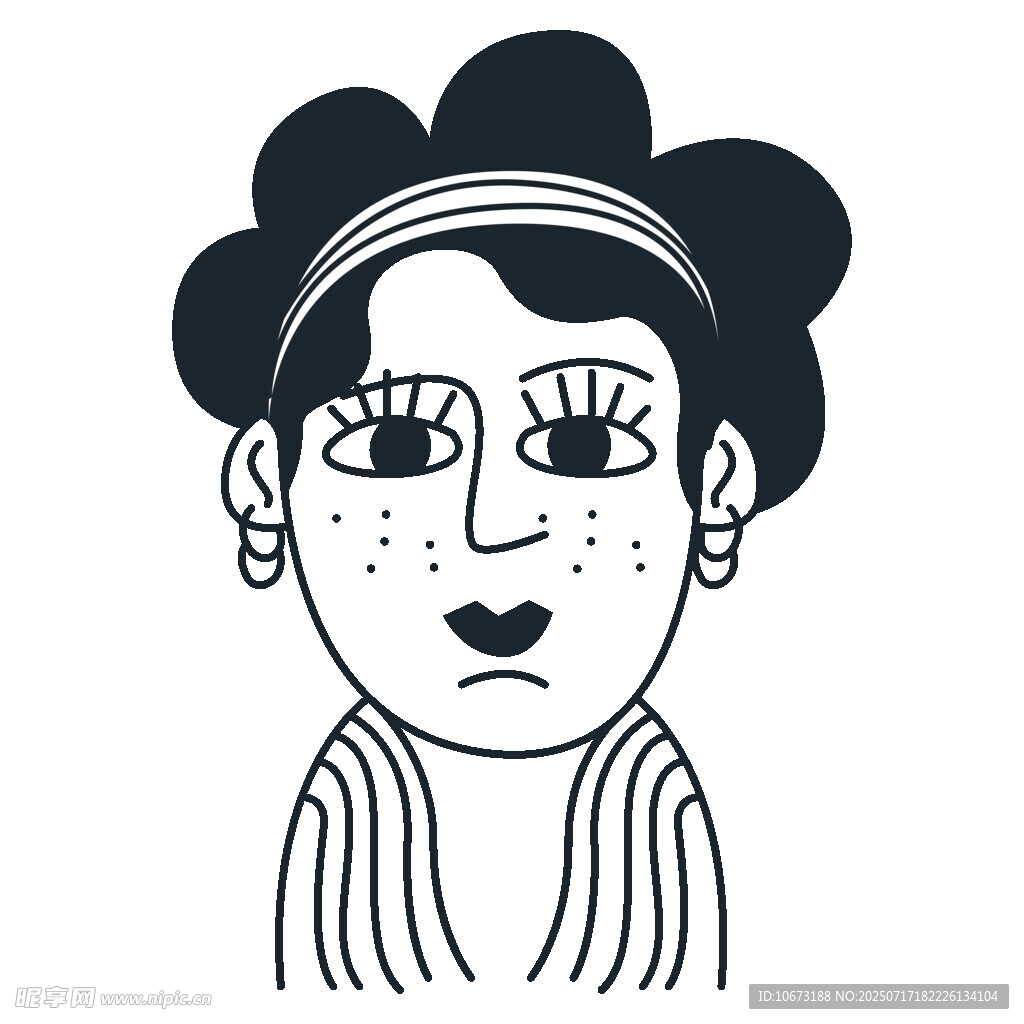 复古风格女性头像插画
