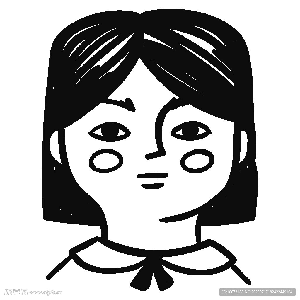 短发女孩头像插画