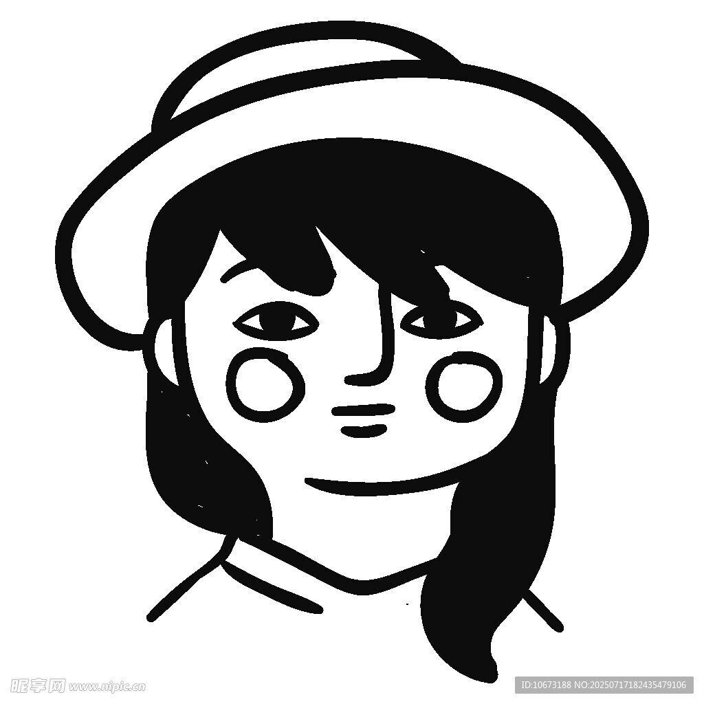 戴帽女孩简笔画头像