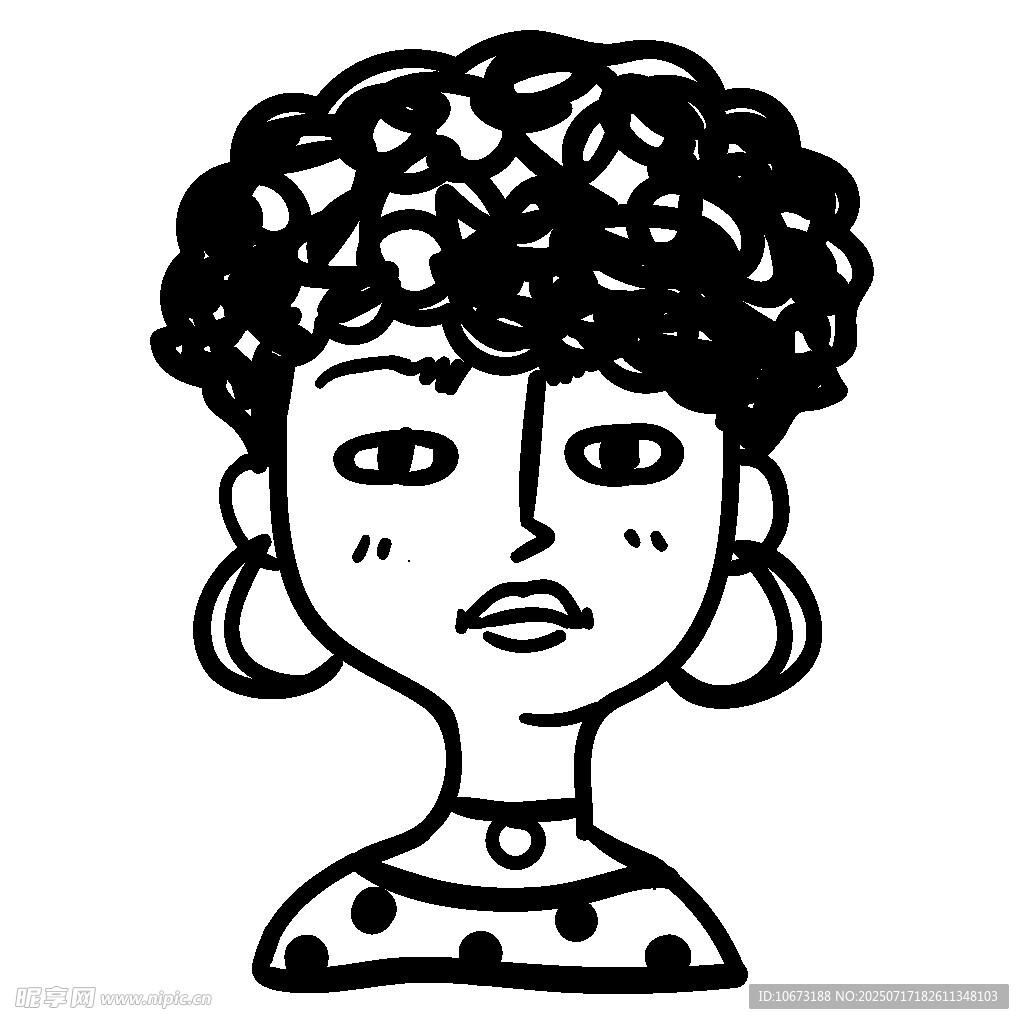 卷发女性头像插画