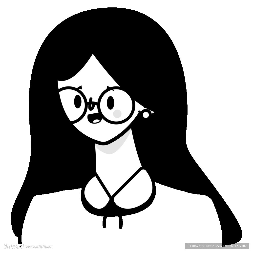 戴眼镜的长发女生头像