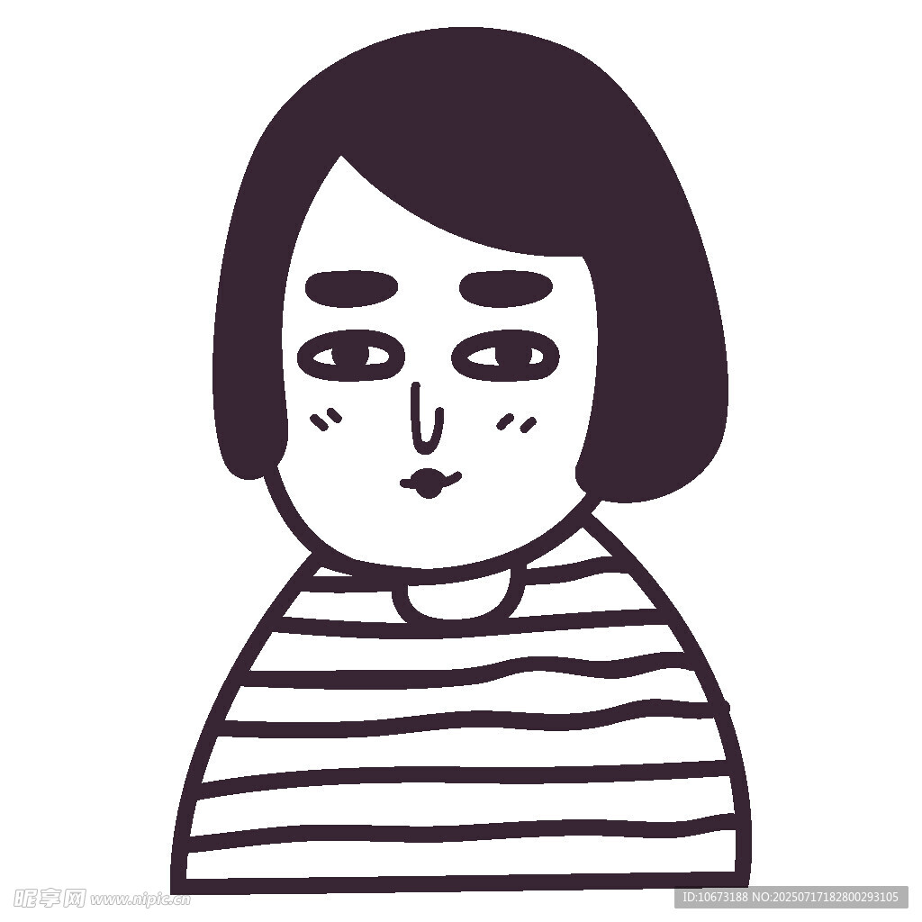 短发条纹上衣卡通女孩