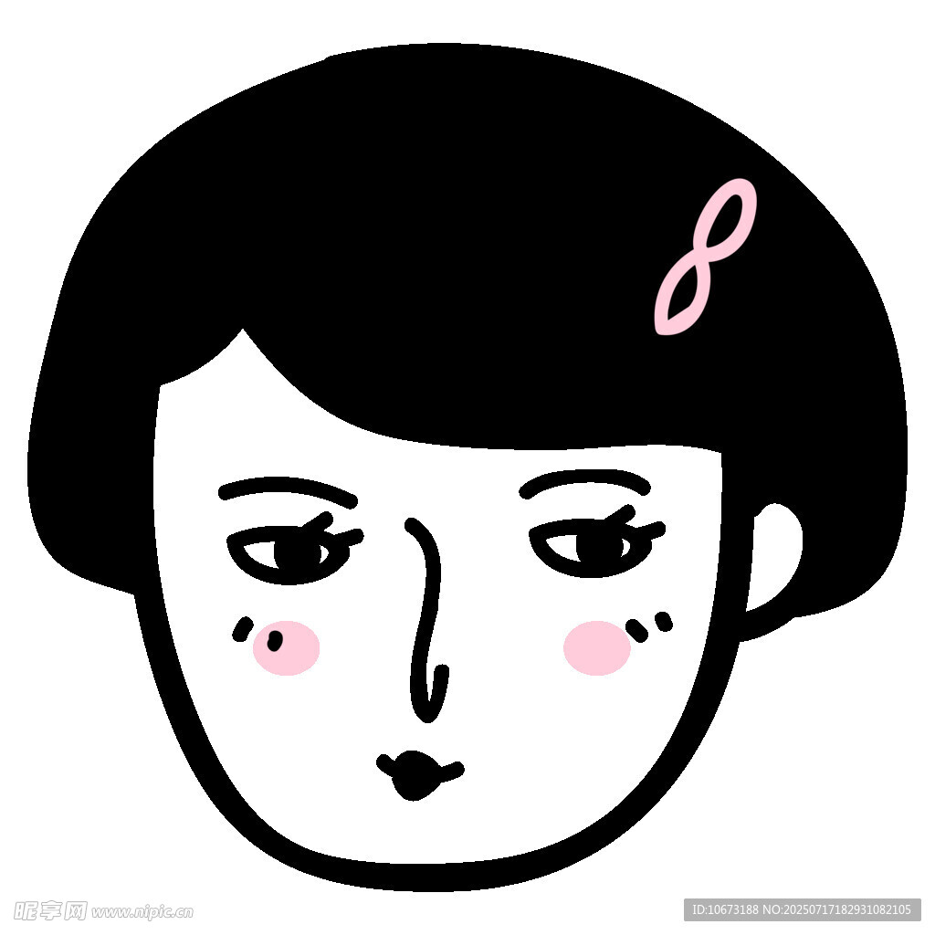 短发女孩头像插画