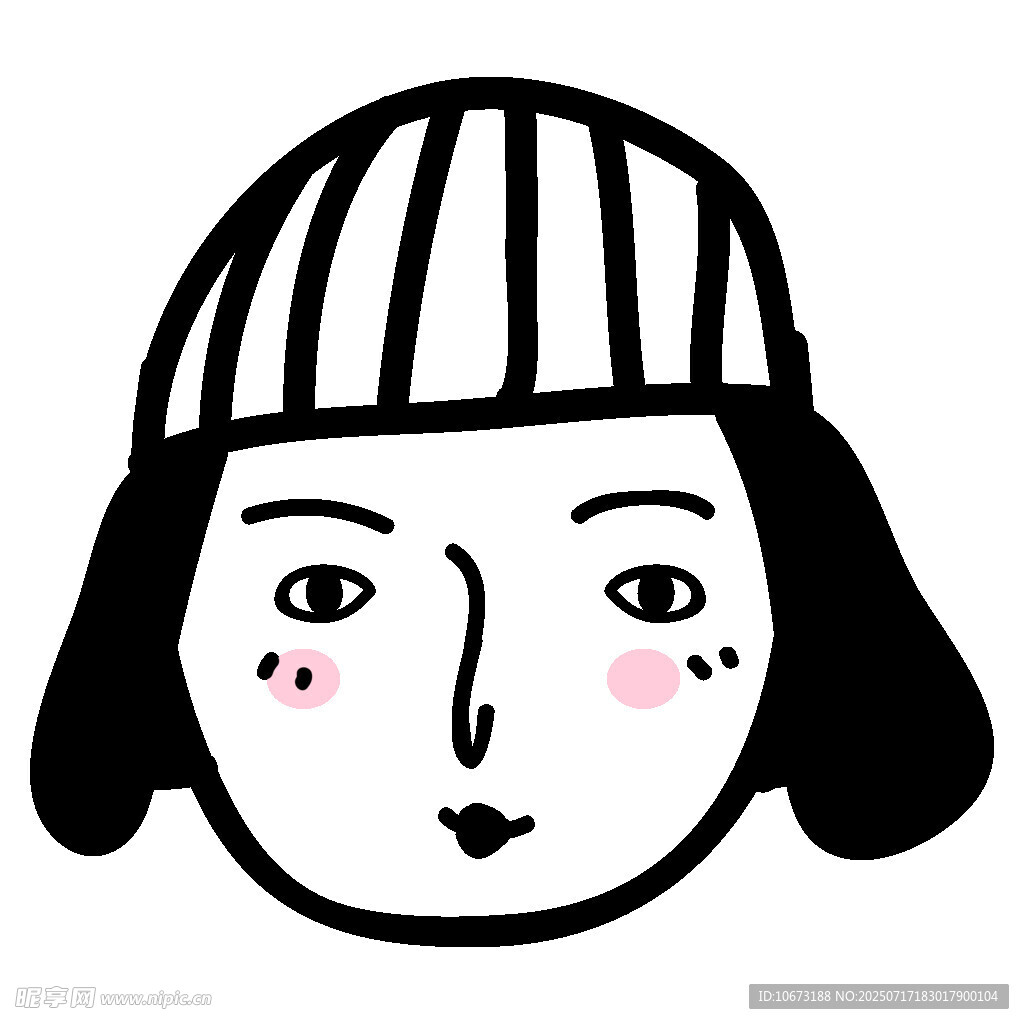 戴条纹帽的可爱卡通女孩