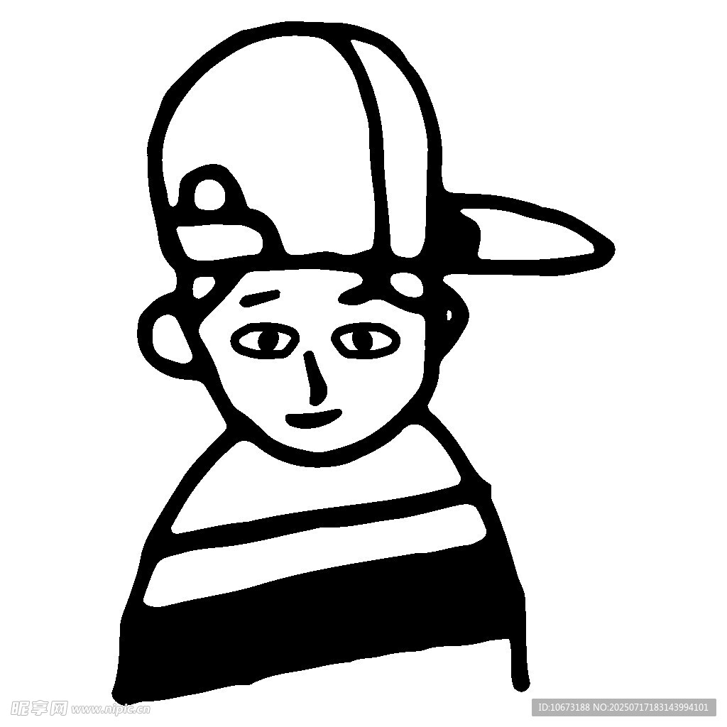 戴帽条纹衫男孩简笔画