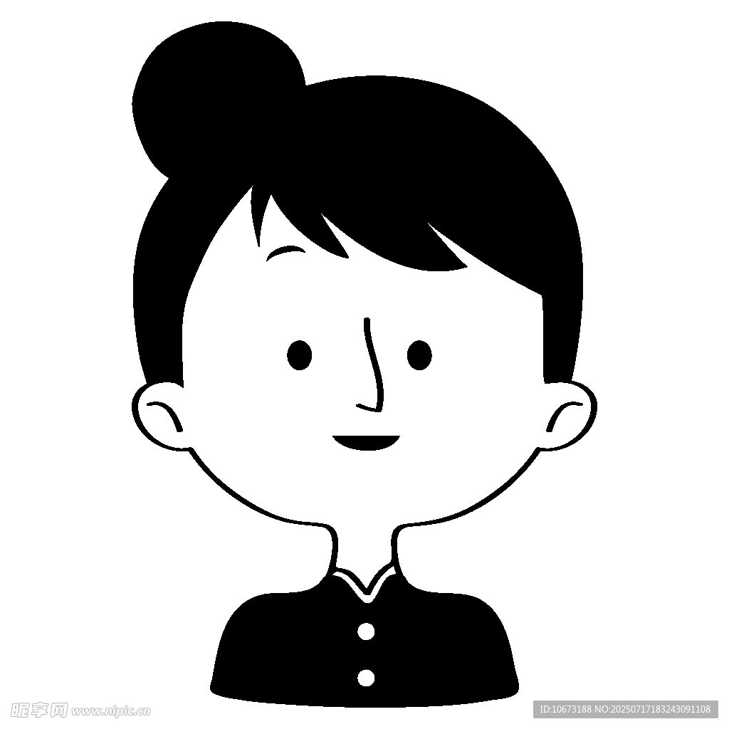 卡通短发女性头像