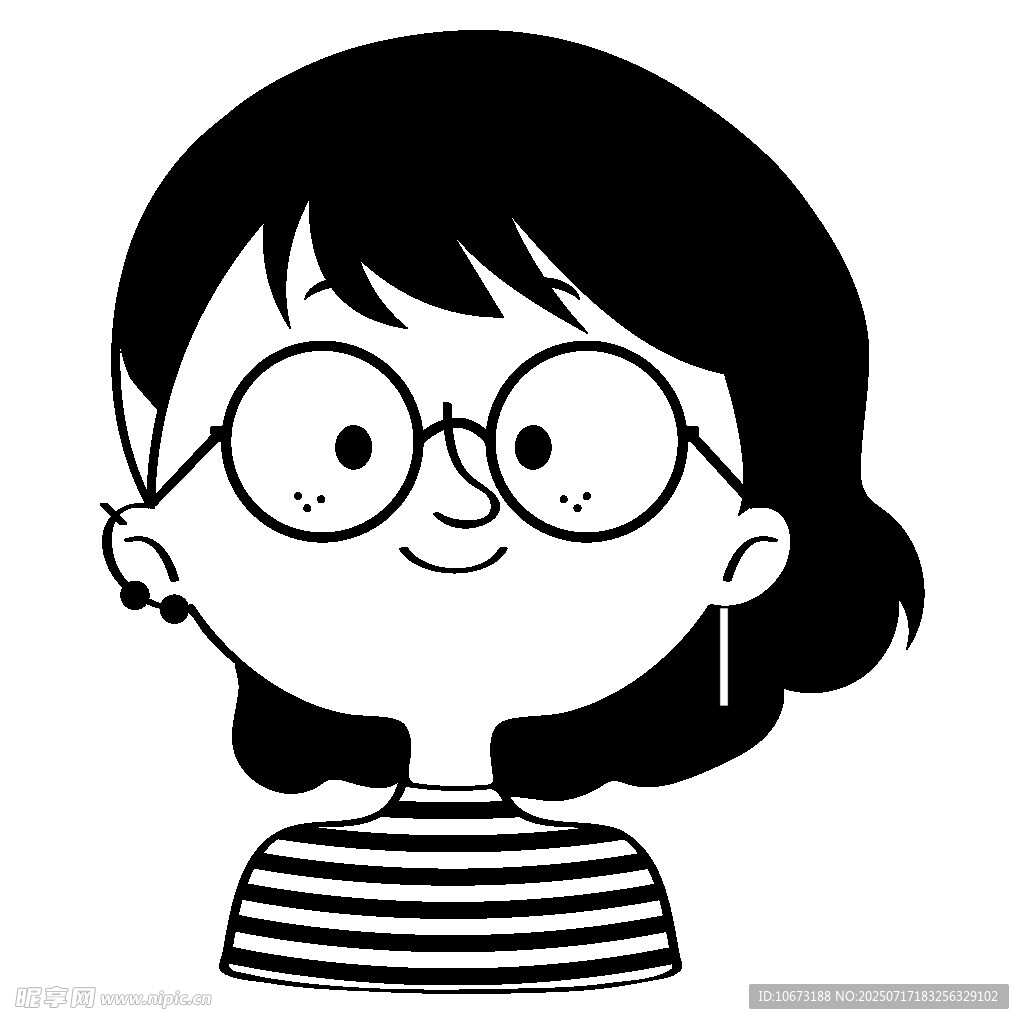 戴眼镜的条纹上衣女孩