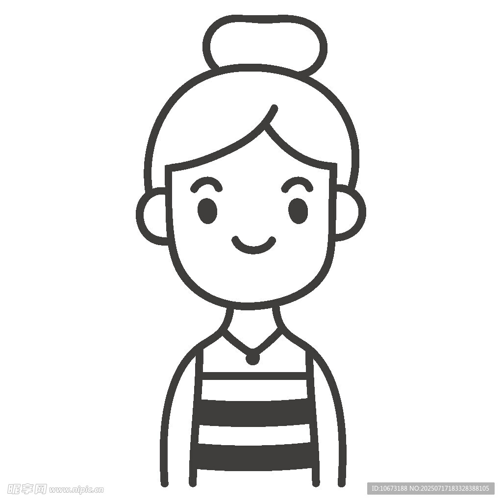 微笑条纹上衣女孩头像