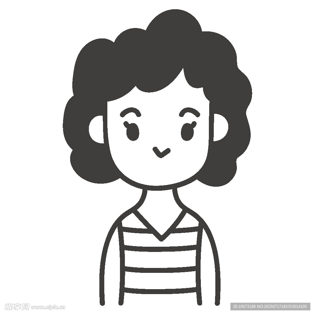 短发条纹上衣卡通女孩
