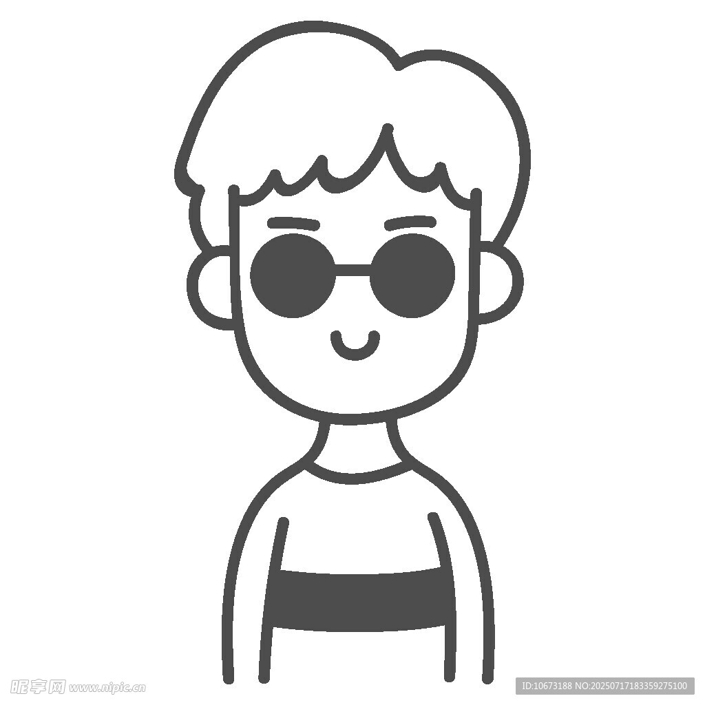 戴墨镜的卡通男孩形象
