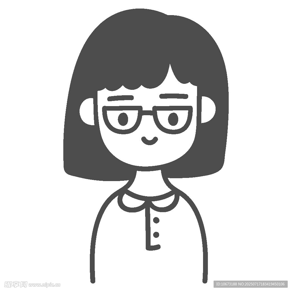 戴眼镜的短发女生形象