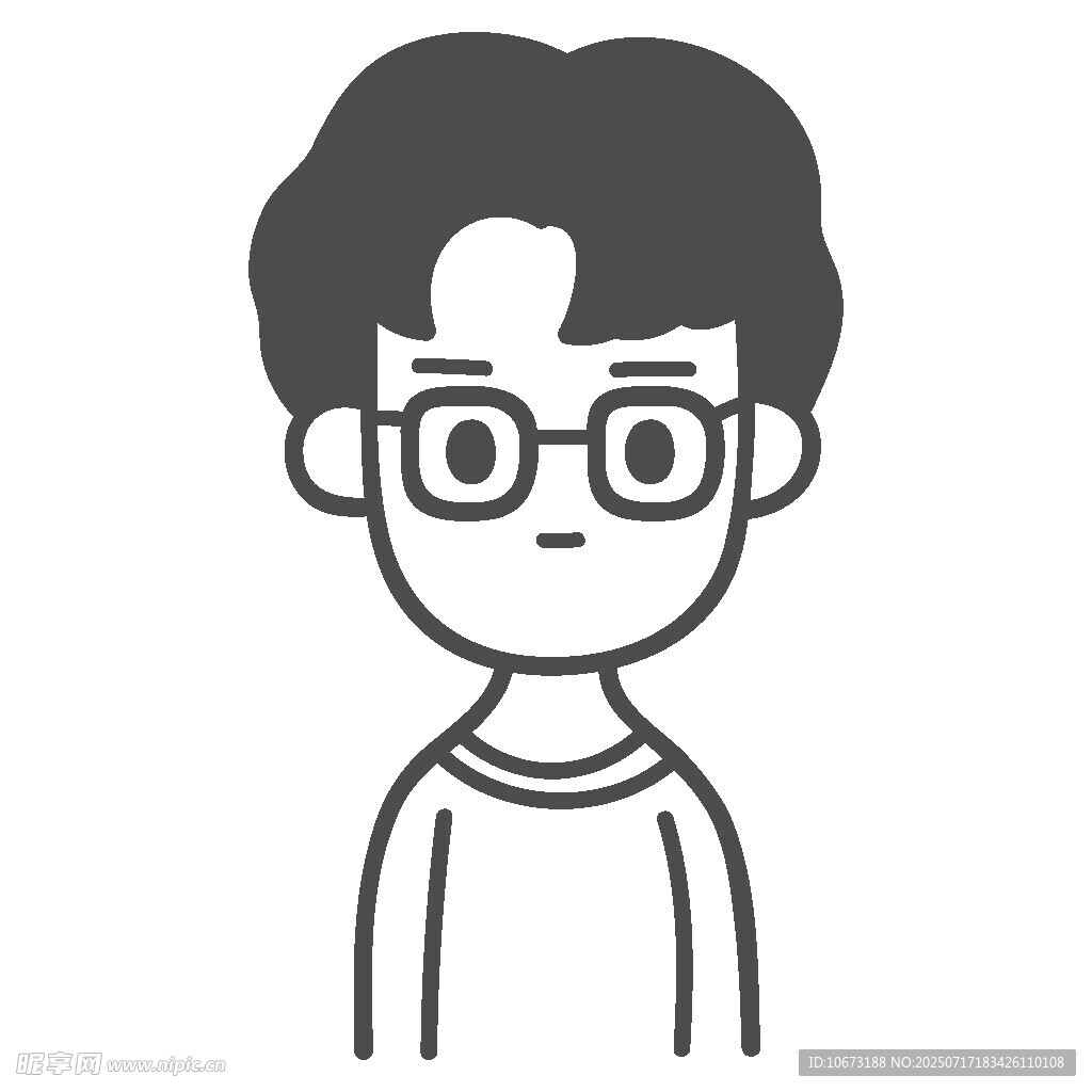 戴眼镜的简约风卡通男生