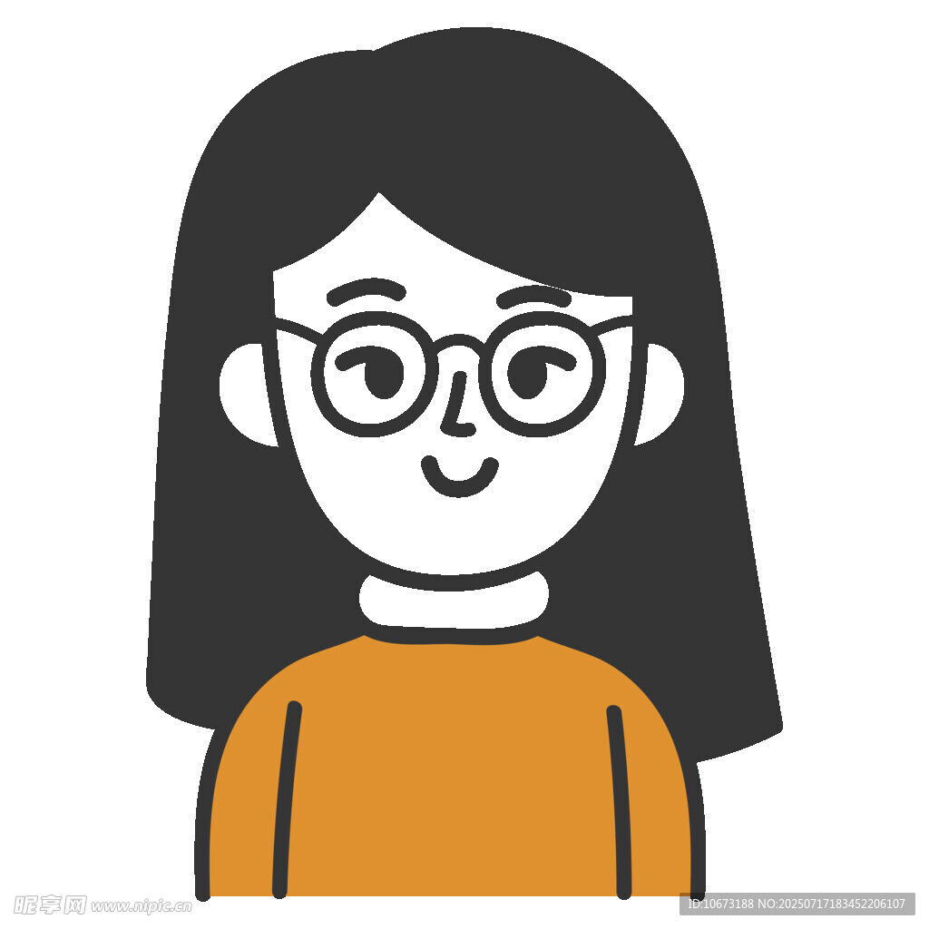 戴眼镜的微笑女性形象