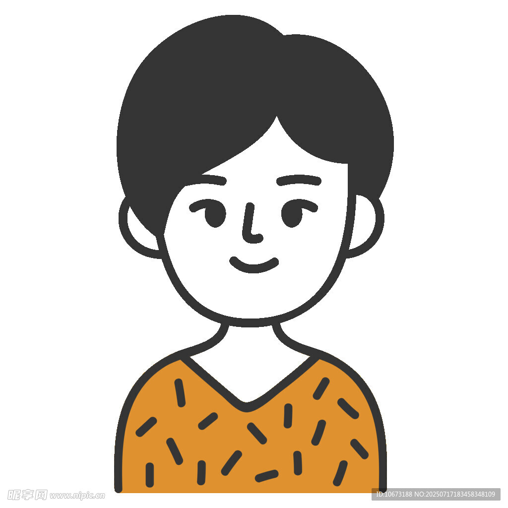 微笑短发女性卡通形象