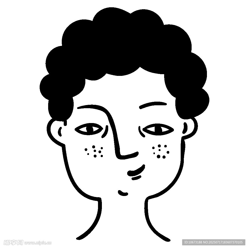 卡通雀斑卷发人物头像