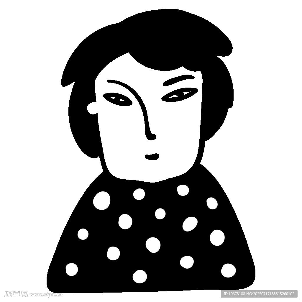 波点服饰女性头像插画