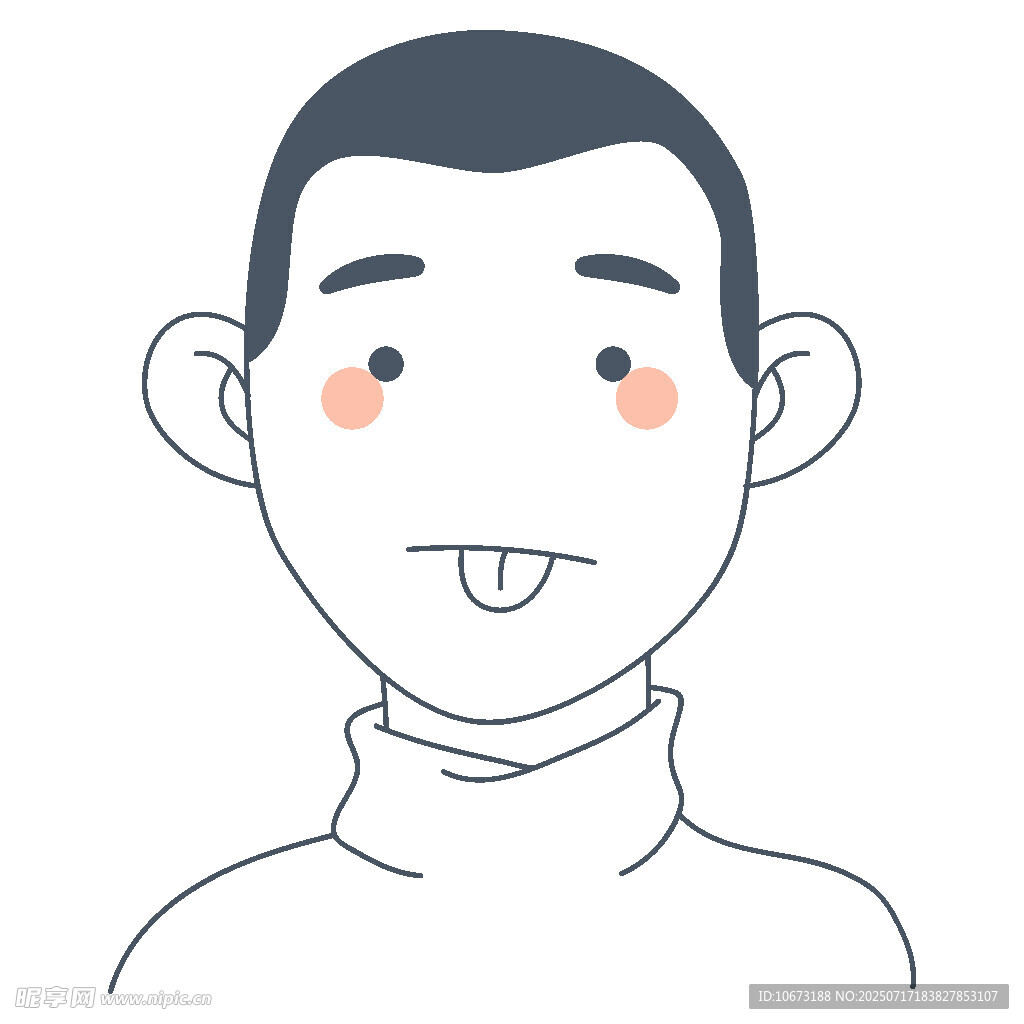 吐舌微笑的卡通男子头像