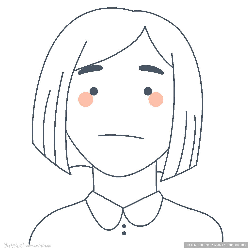 短发女孩的忧郁神情