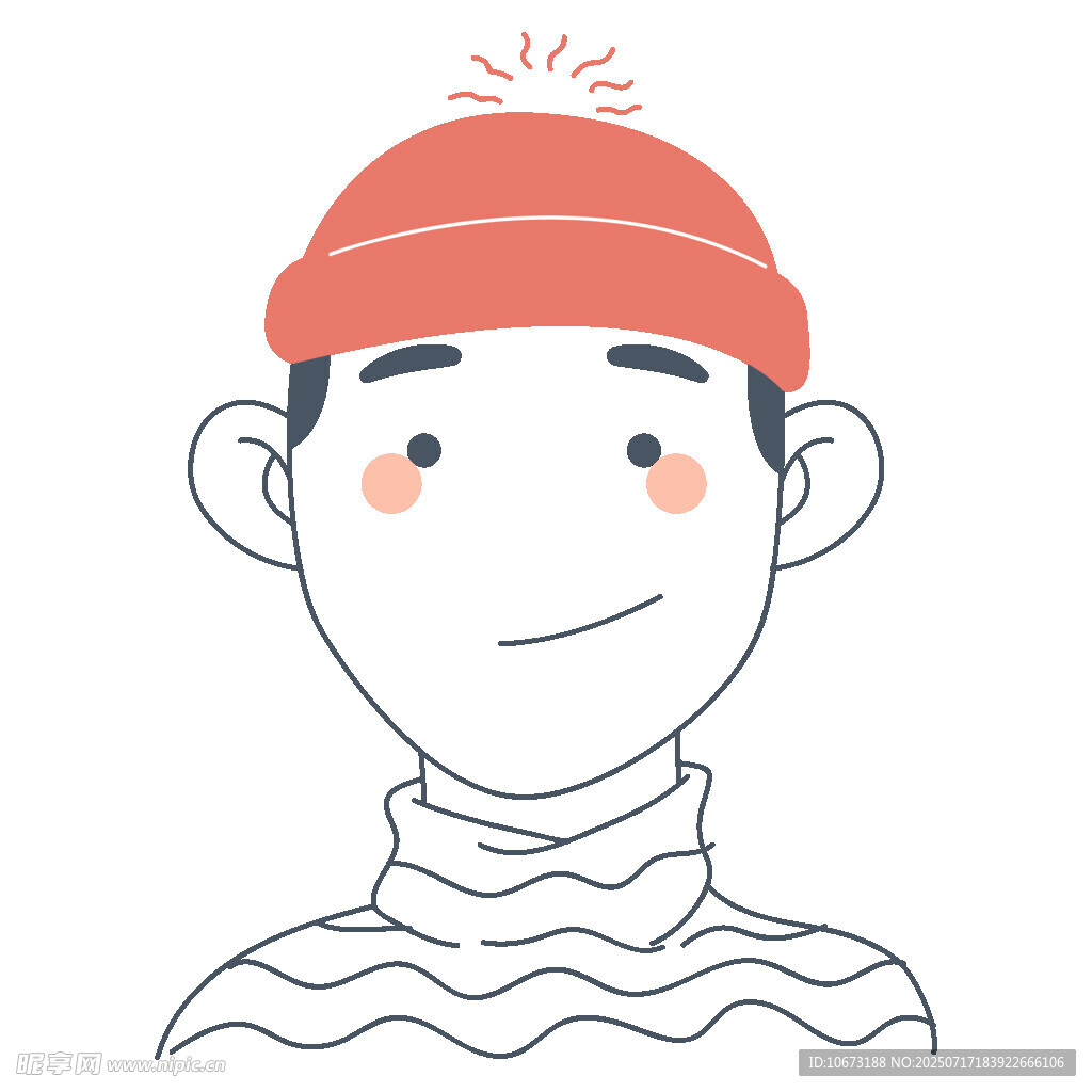 戴帽微笑的条纹衫男子