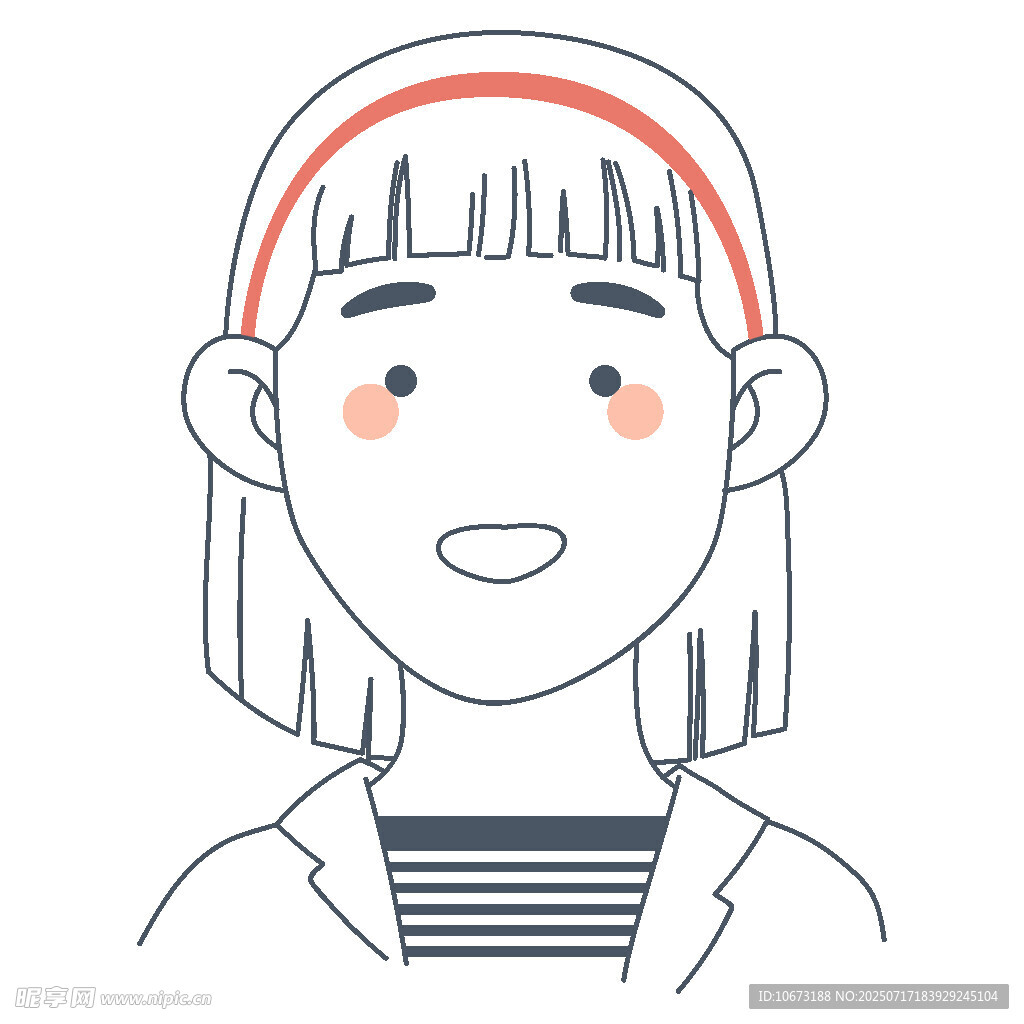 戴发箍的短发女孩形象