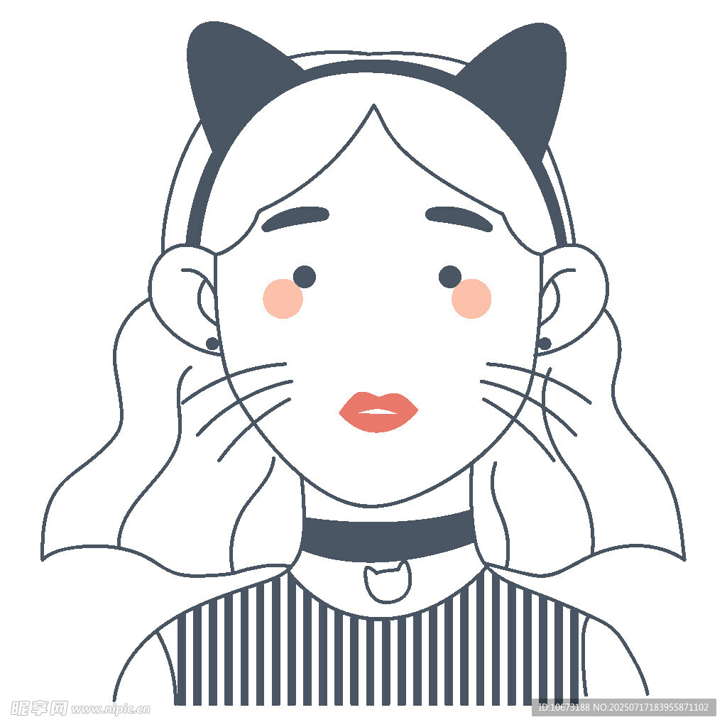 戴猫耳发箍的可爱女孩