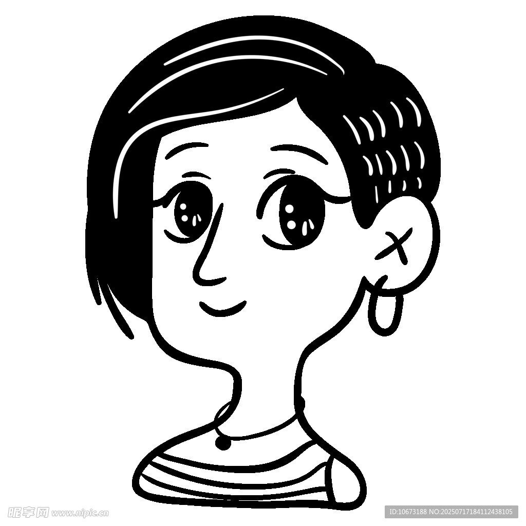 短发女孩卡通头像