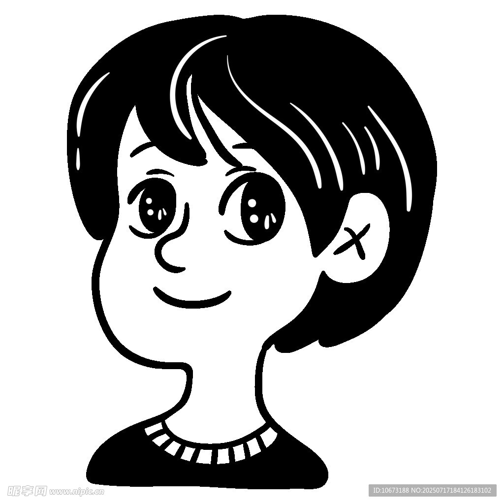 短发微笑女性头像