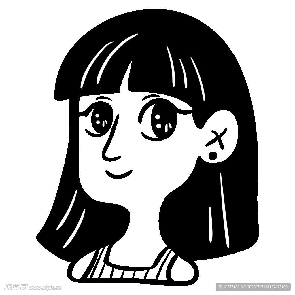 卡通风格长发女孩头像