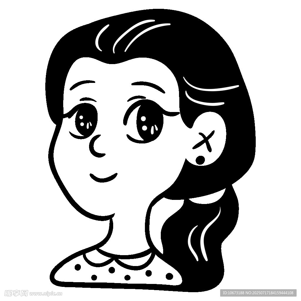 扎马尾的可爱卡通女孩