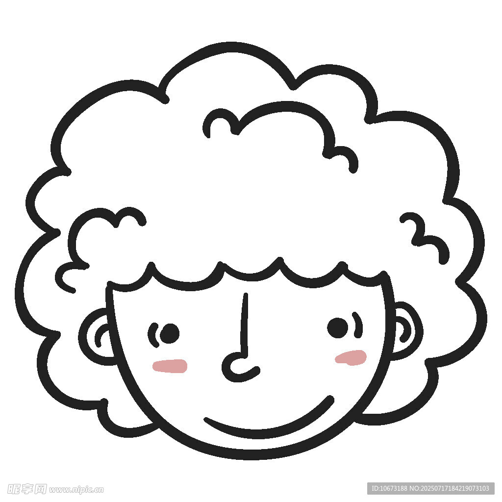 卷发笑脸卡通头像