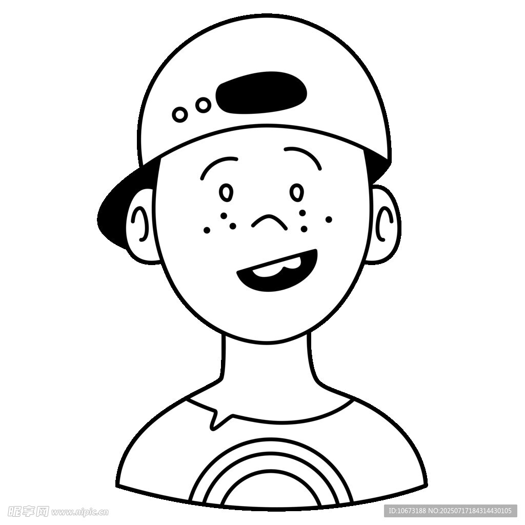 戴帽微笑的卡通男孩