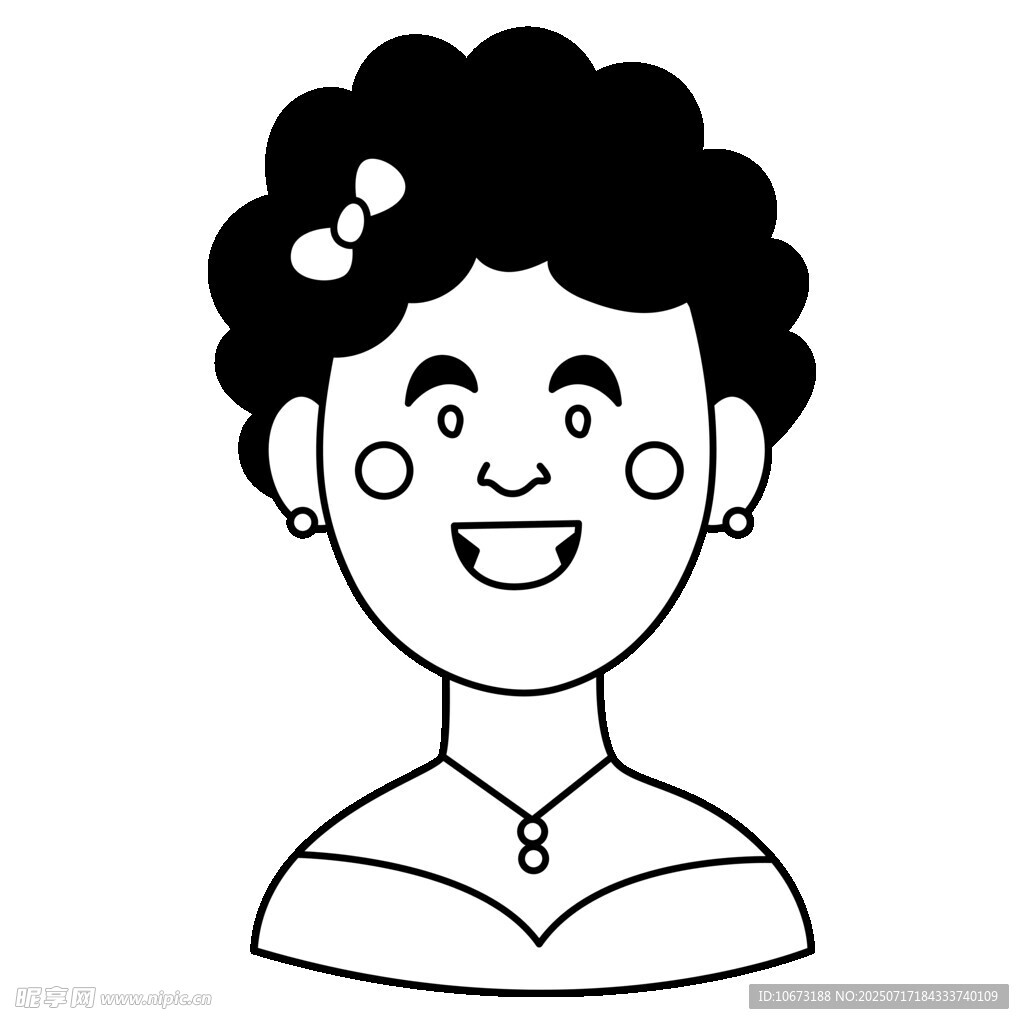 卷发微笑女士头像