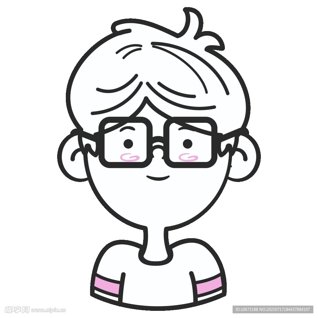 戴眼镜的卡通短发人物