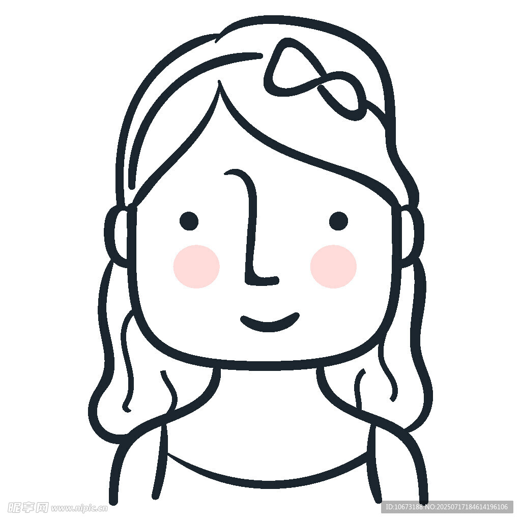 微笑女孩简笔画头像