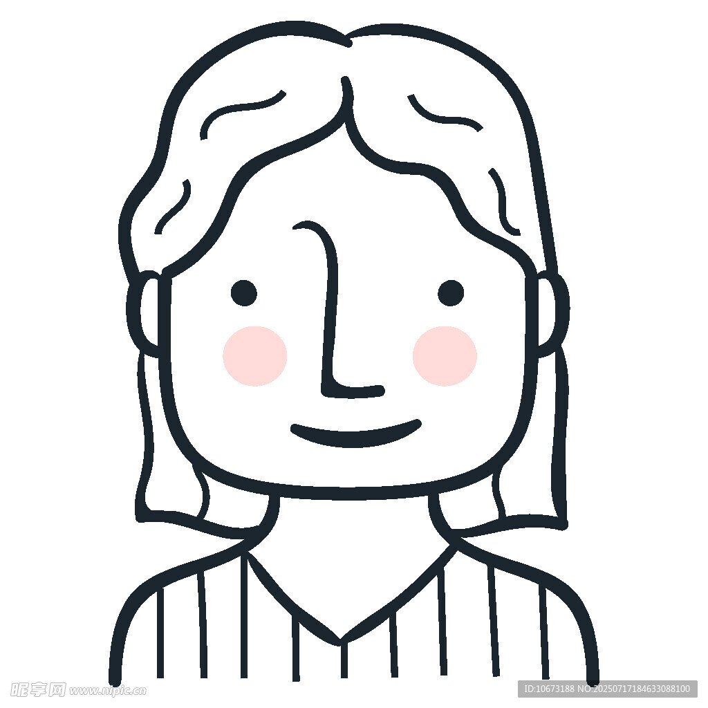微笑女性头像插画
