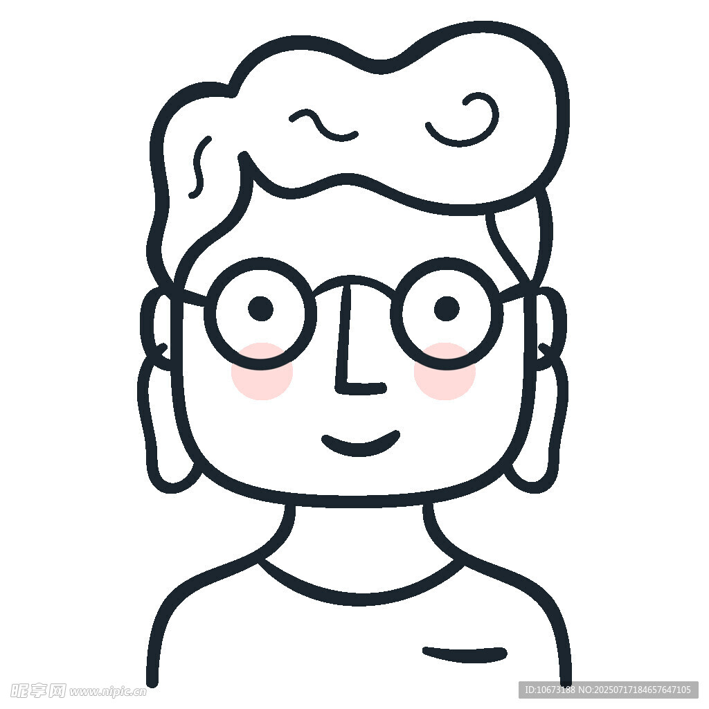 戴眼镜的卡通短发人物