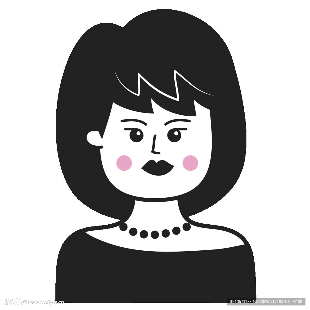 短发女士头像插画