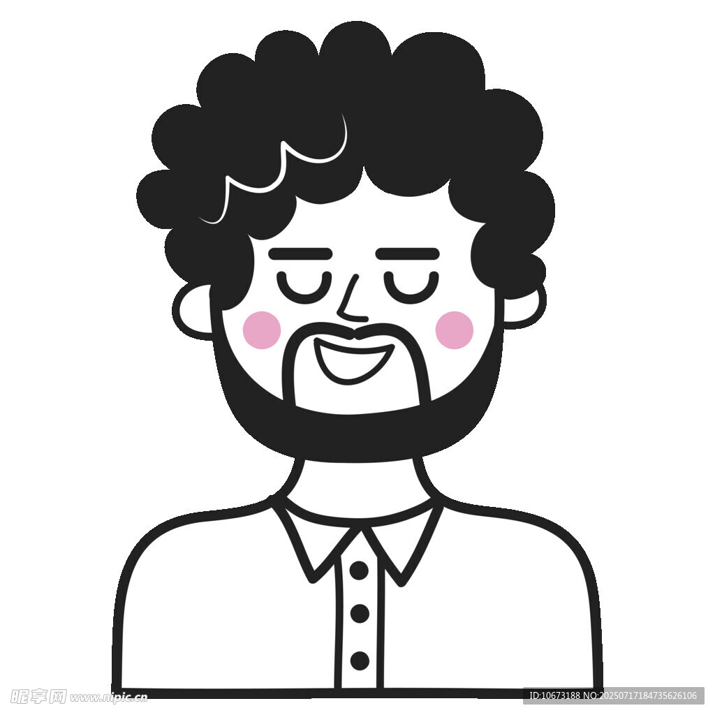 卷发男子微笑头像