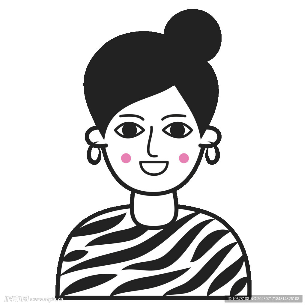 扎发髻的条纹上衣女士