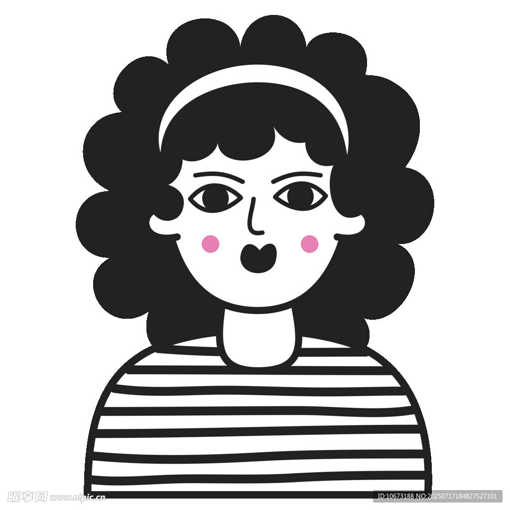 卷发女孩头像插画