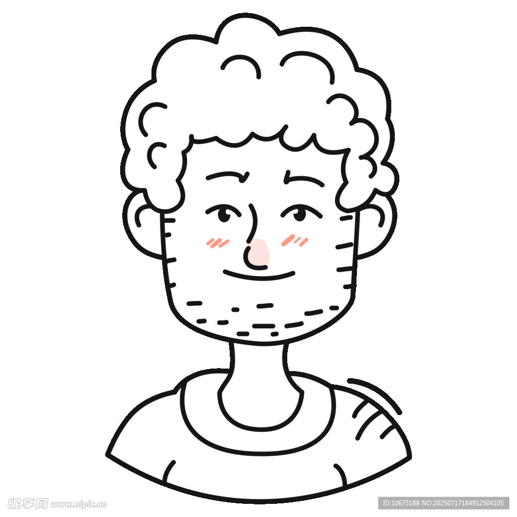 卷发男子头像插画