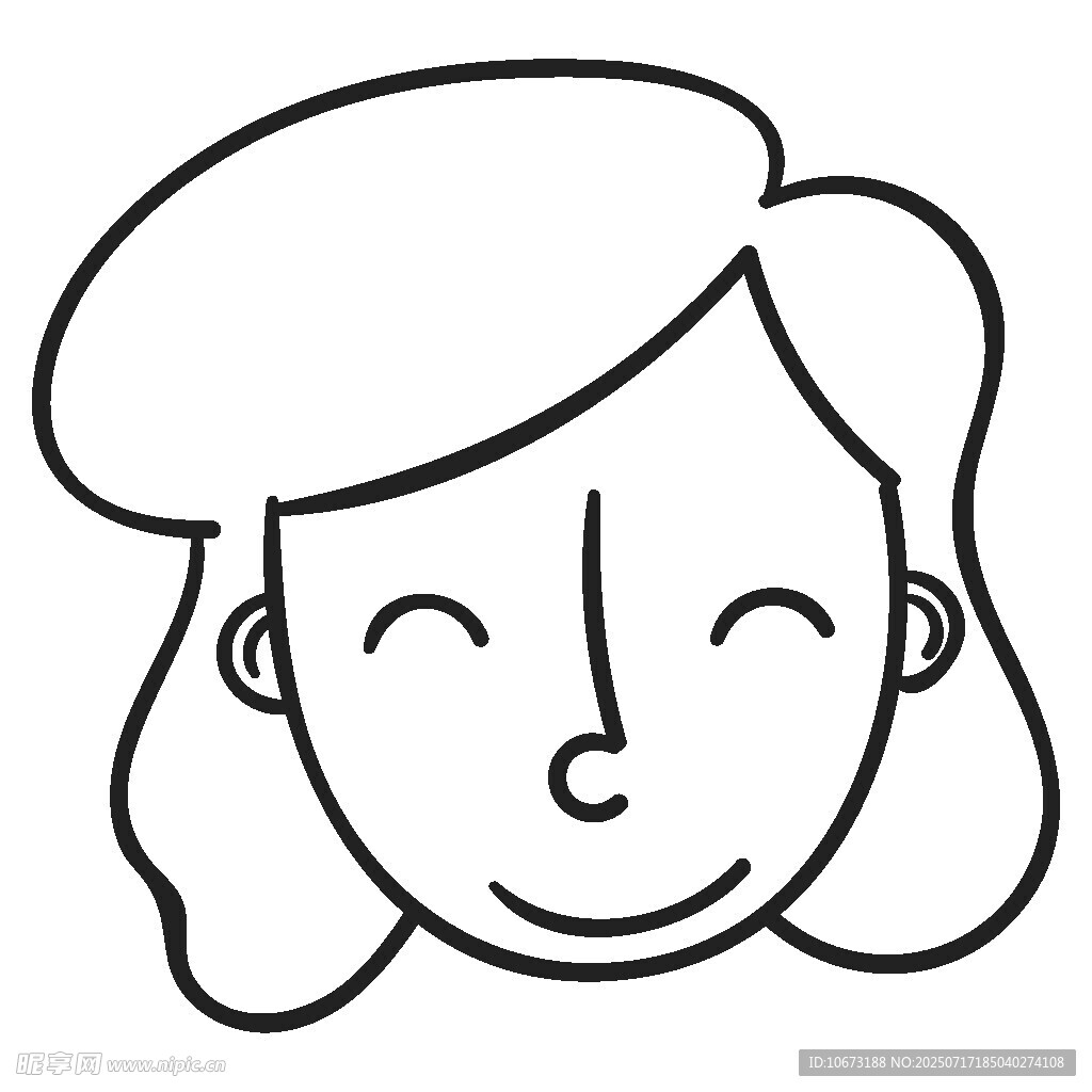 微笑女性头像简笔画