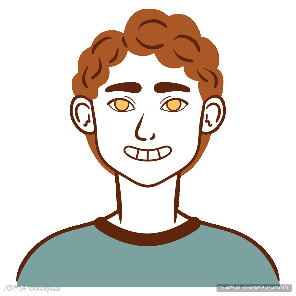 卷发男子笑脸插画