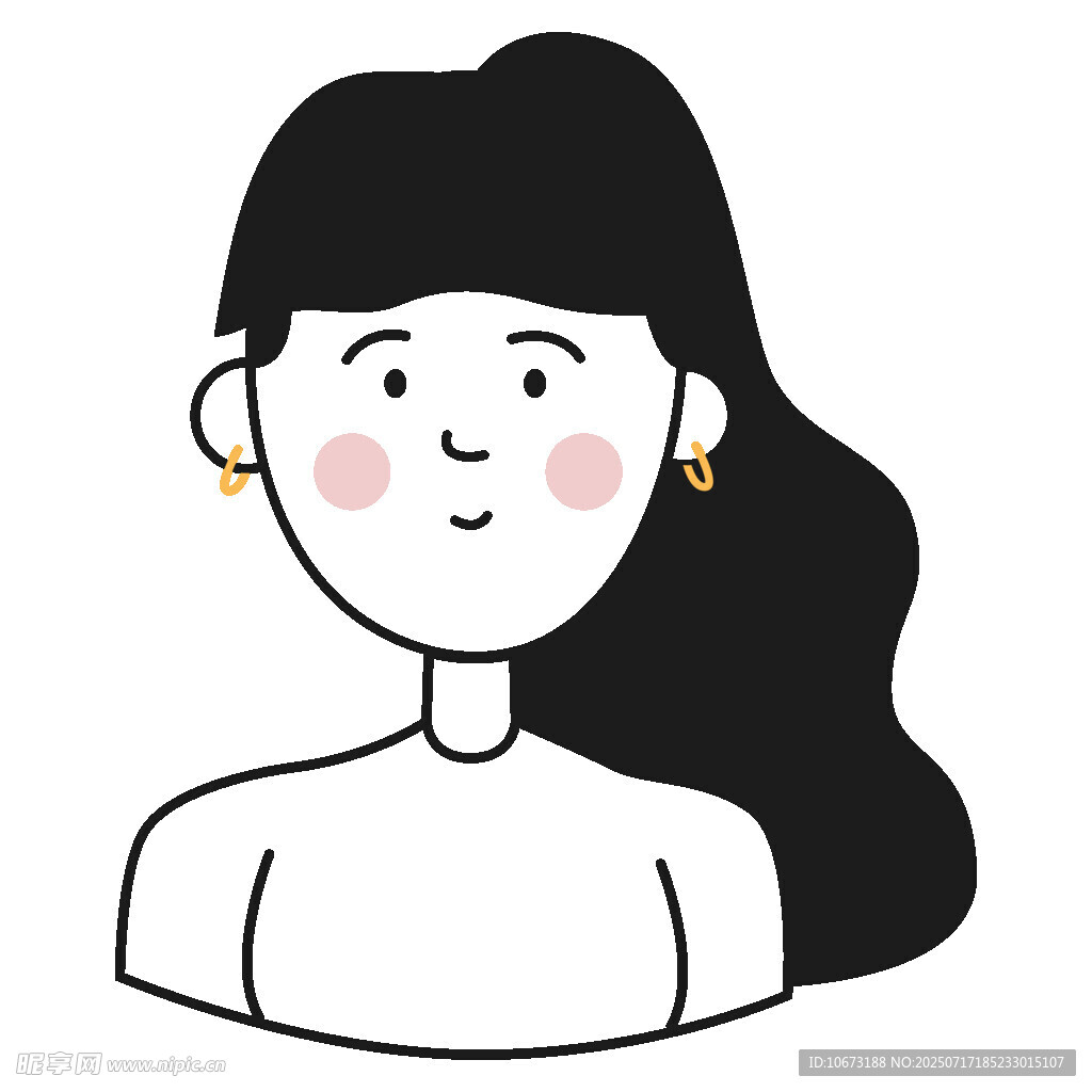 长发微笑女性头像