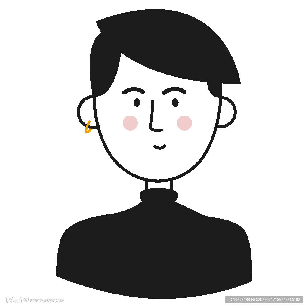 戴耳环的简约风男士头像