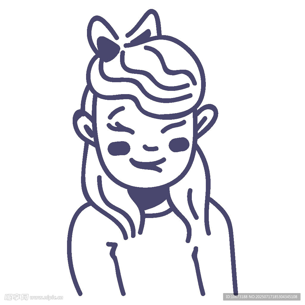 微笑女孩头像插画