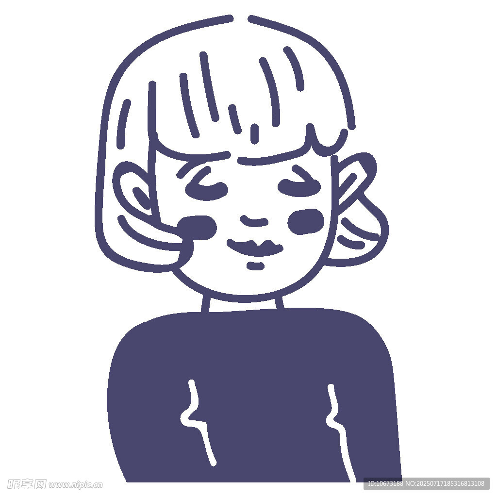 短发女孩可爱卡通形象