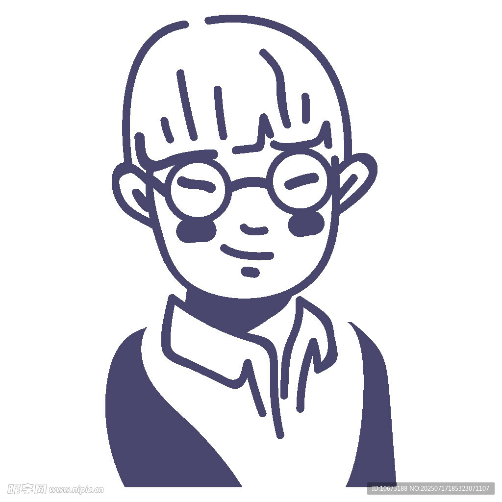 戴眼镜的卡通男孩形象