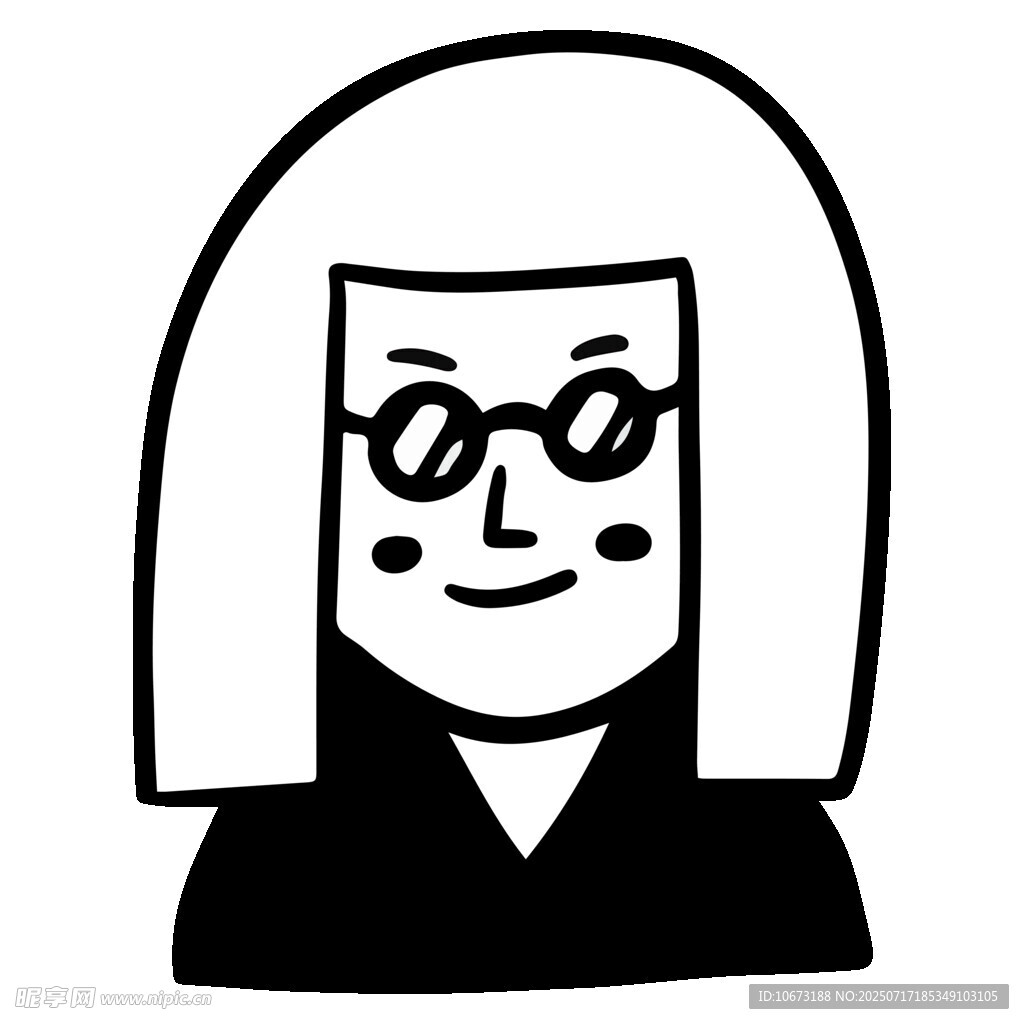 戴眼镜的短发女士形象