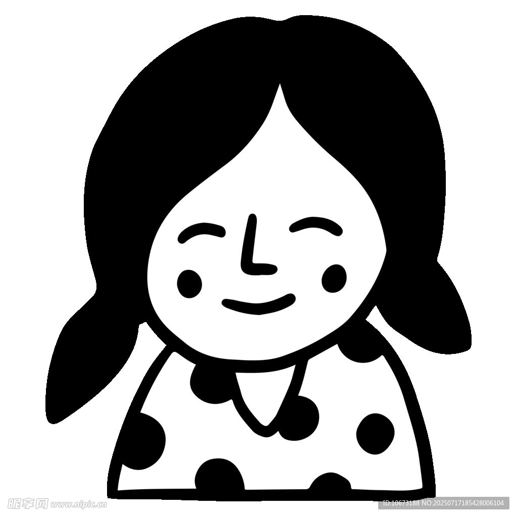扎辫女孩卡通形象